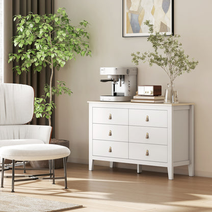 6-Drawer Dresser Dresser for Bedroom with PU Handles Chest of Drawers for Living Room Hallway 120x40x78 cm White