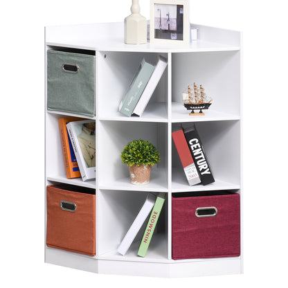 Corner Storage Unit Children's Furniture 9 Compartments 3 Non-Woven Fabric Drawers White MDF