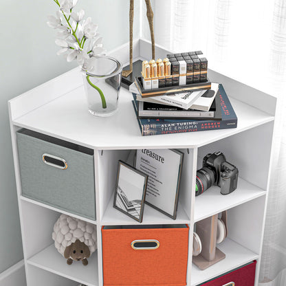 Corner Storage Unit Children's Furniture 9 Compartments 3 Non-Woven Fabric Drawers White MDF