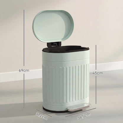 20 L Step Trash Can with Lid & Foot Pedal — Removable Inner Bin, Soft-Close — Green, 36.5 x 31.2 x 45 cm