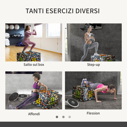 SPORTNOW 3 in 1 Plastic Plyo Box, Plyometric Platform for Jump Training, Plyometric Box for Exercise at Home, Gym, and Outdoors, 61x51x41cm, Multicolor