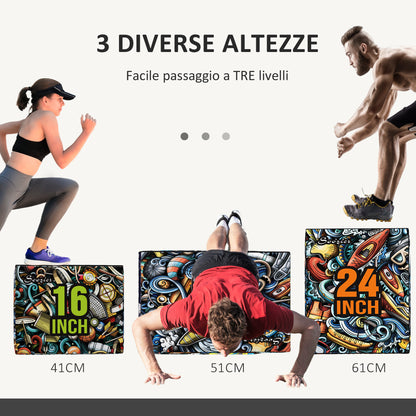 SPORTNOW 3 in 1 Plastic Plyo Box, Plyometric Platform for Jump Training, Plyometric Box for Exercise at Home, Gym, and Outdoors, 61x51x41cm, Multicolor