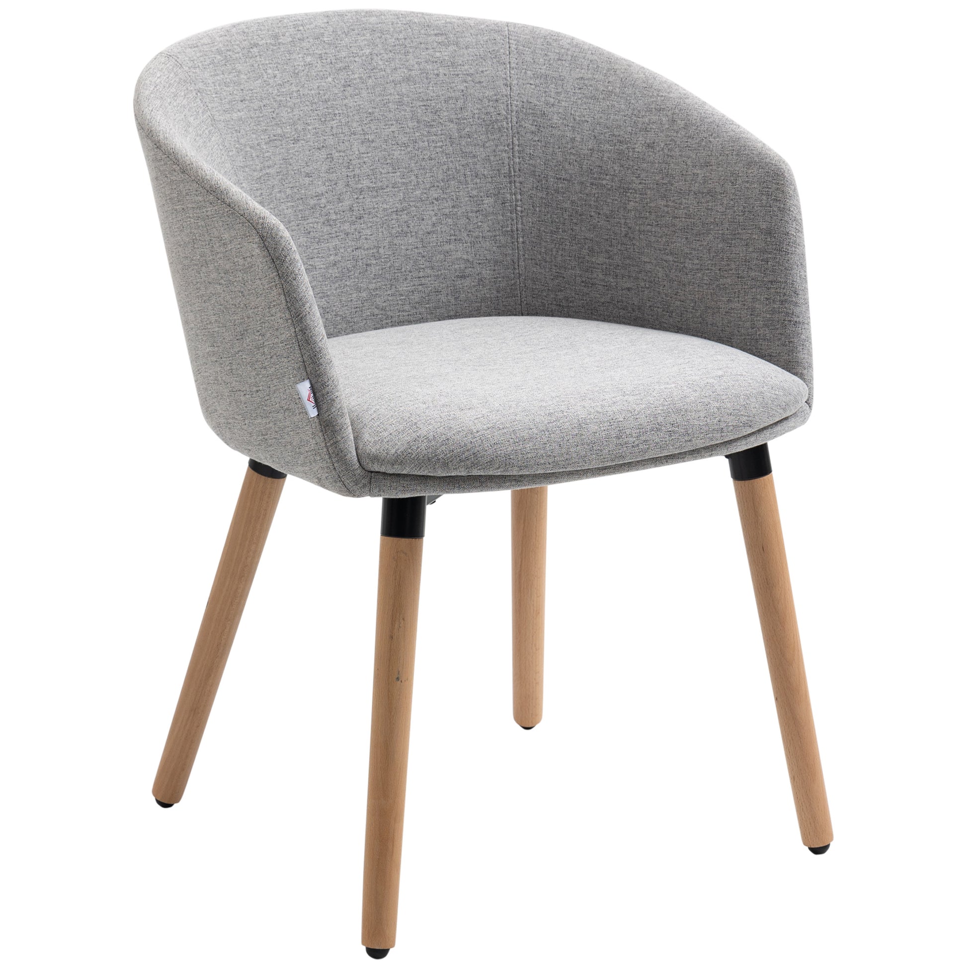 Dining Chair Armchair Upholstered in Synthetic Linen with Armrests and Wooden Legs for Office Bedroom Load 120 kg 57x56x72 cm Gray