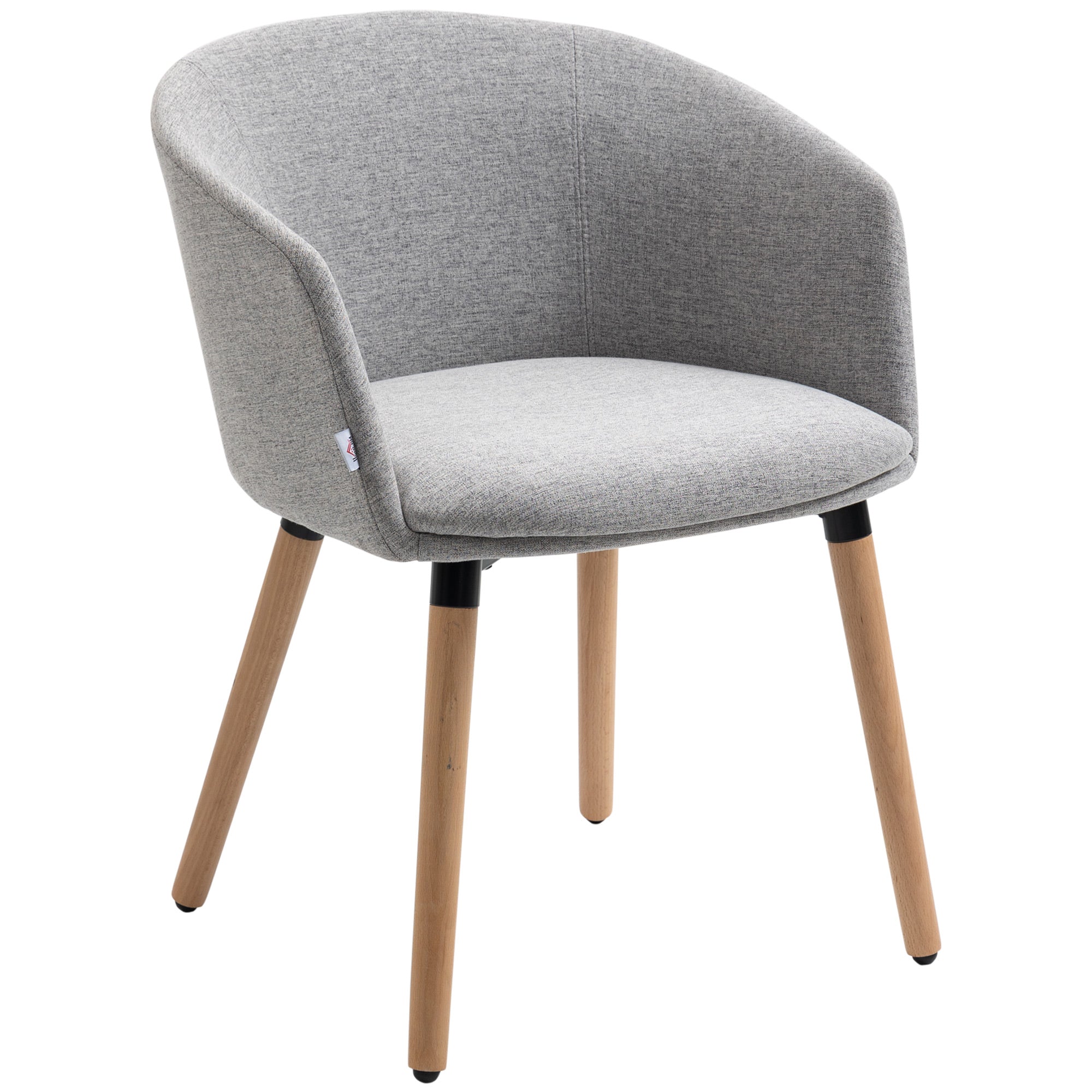 Dining Chair Armchair Upholstered in Synthetic Linen with Armrests and Wooden Legs for Office Bedroom Load 120 kg 57x56x72 cm Gray