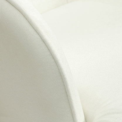 Schaukelstuhl Schwingsessel mit Hocker, Armlehnsessel, Sessel mit Leinenoptik, Schaukelsessel bis 130 kg Belastbarkeit für Schlafzimmer, Wohnzimmer, Cremeweiß