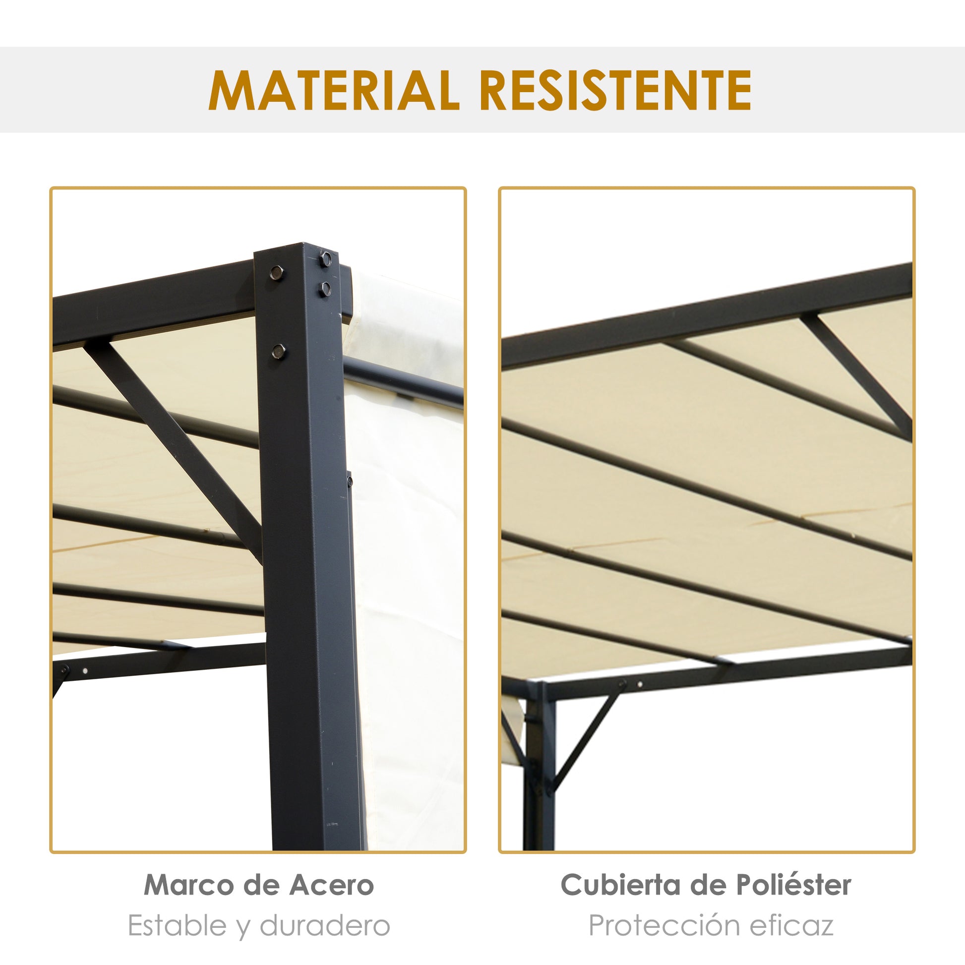 3x3m Garden Gazebo with Retractable Roof Side Wall and Steel Frame for Patio Terrace Cream