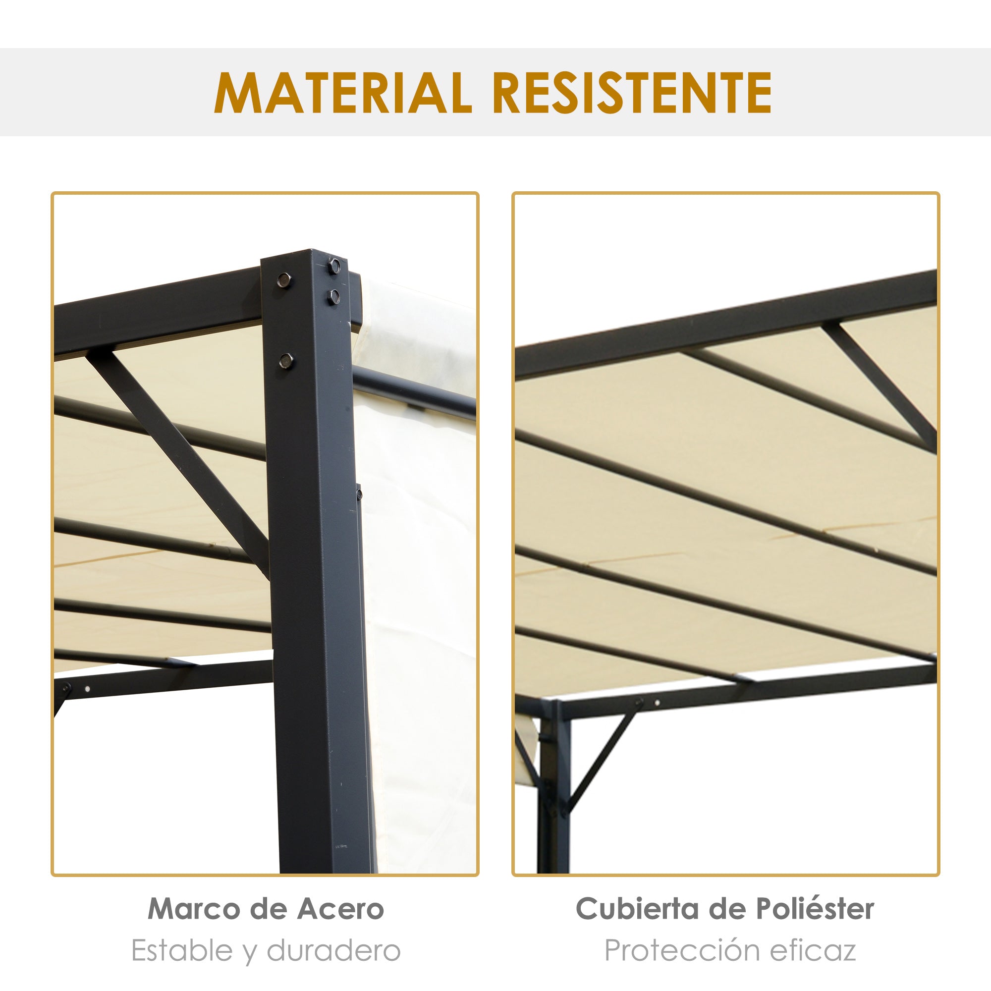 3x3m Garden Gazebo with Retractable Roof Side Wall and Steel Frame for Patio Terrace Cream
