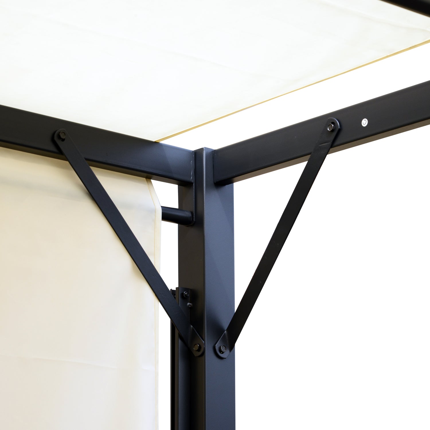 3x3m Garden Gazebo with Retractable Roof Side Wall and Steel Frame for Patio Terrace Cream
