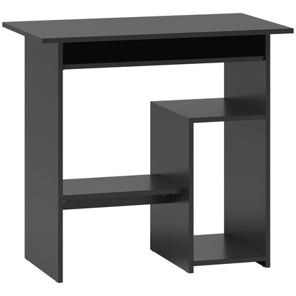 Desk, 80 x 45 cm, Computer Desk, Office Desk with Keyboard Tray, Open Compartments and Shelves, Chipboard, for Home Office, Bedroom, Black