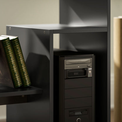 Desk, 80 x 45 cm, Computer Desk, Office Desk with Keyboard Tray, Open Compartments and Shelves, Chipboard, for Home Office, Bedroom, Black