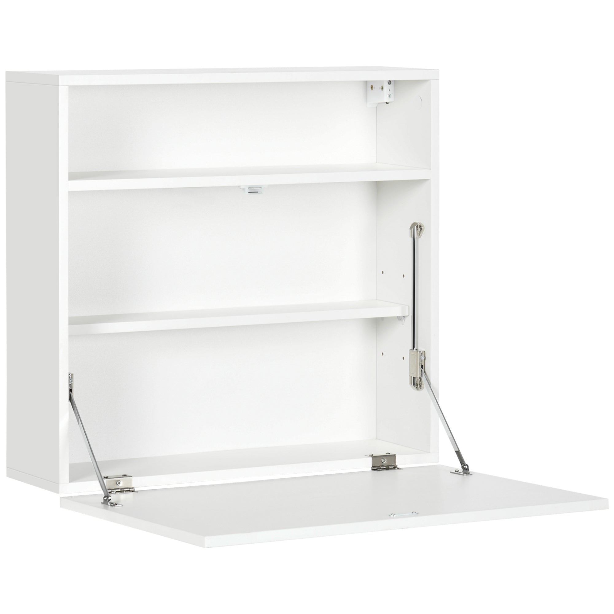 Modern Wall-Mounted Foldable Desk Floating Multifunctional with Storage Shelves Load 40 kg for Bedroom Living Room Office 64x20x60 cm White