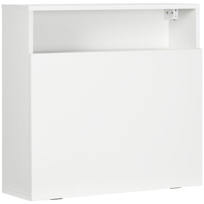 Modern Wall-Mounted Foldable Desk Floating Multifunctional with Storage Shelves Load 40 kg for Bedroom Living Room Office 64x20x60 cm White