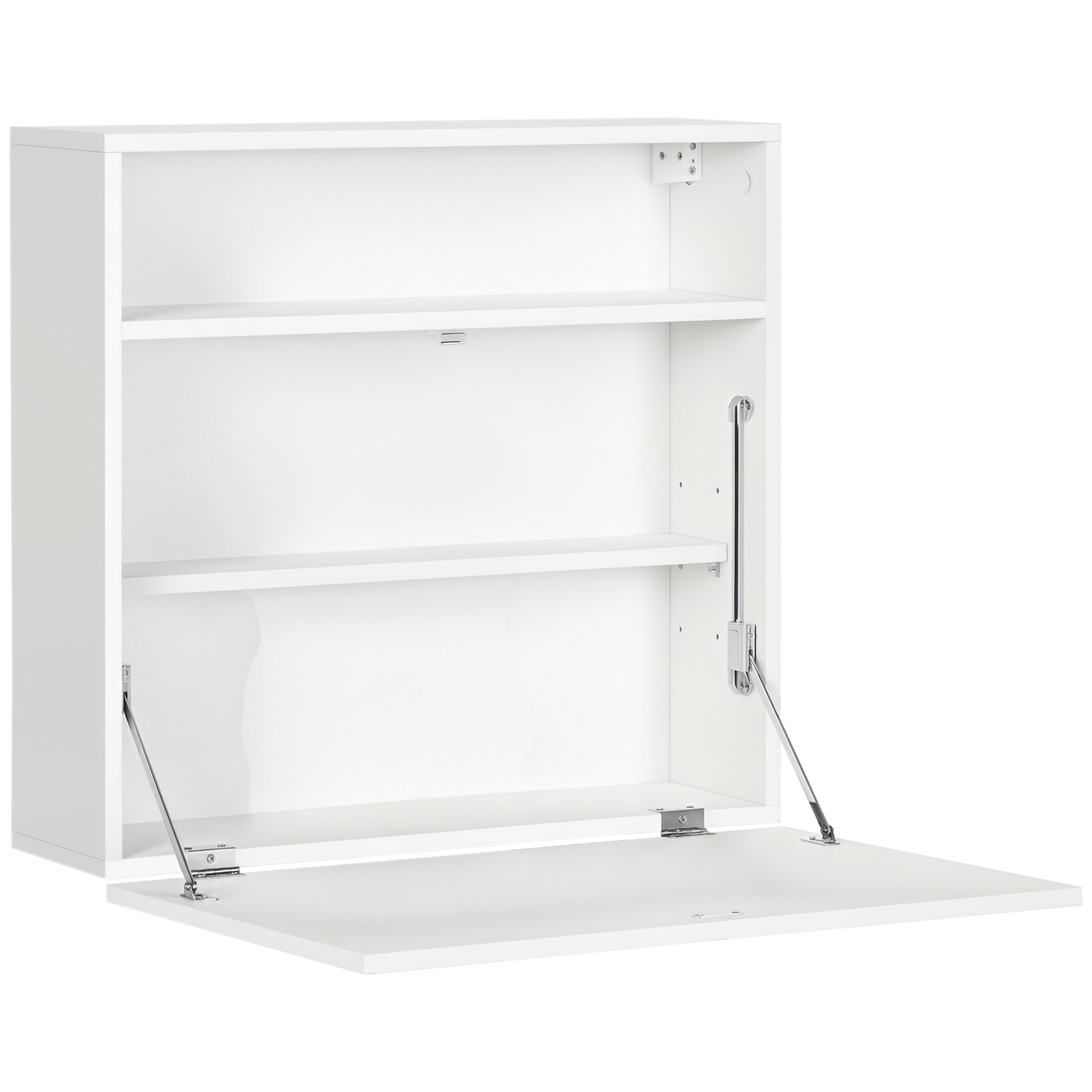 Modern Wall-Mounted Foldable Desk Floating Multifunctional with Storage Shelves Load 40 kg for Bedroom Living Room Office 64x20x60 cm White