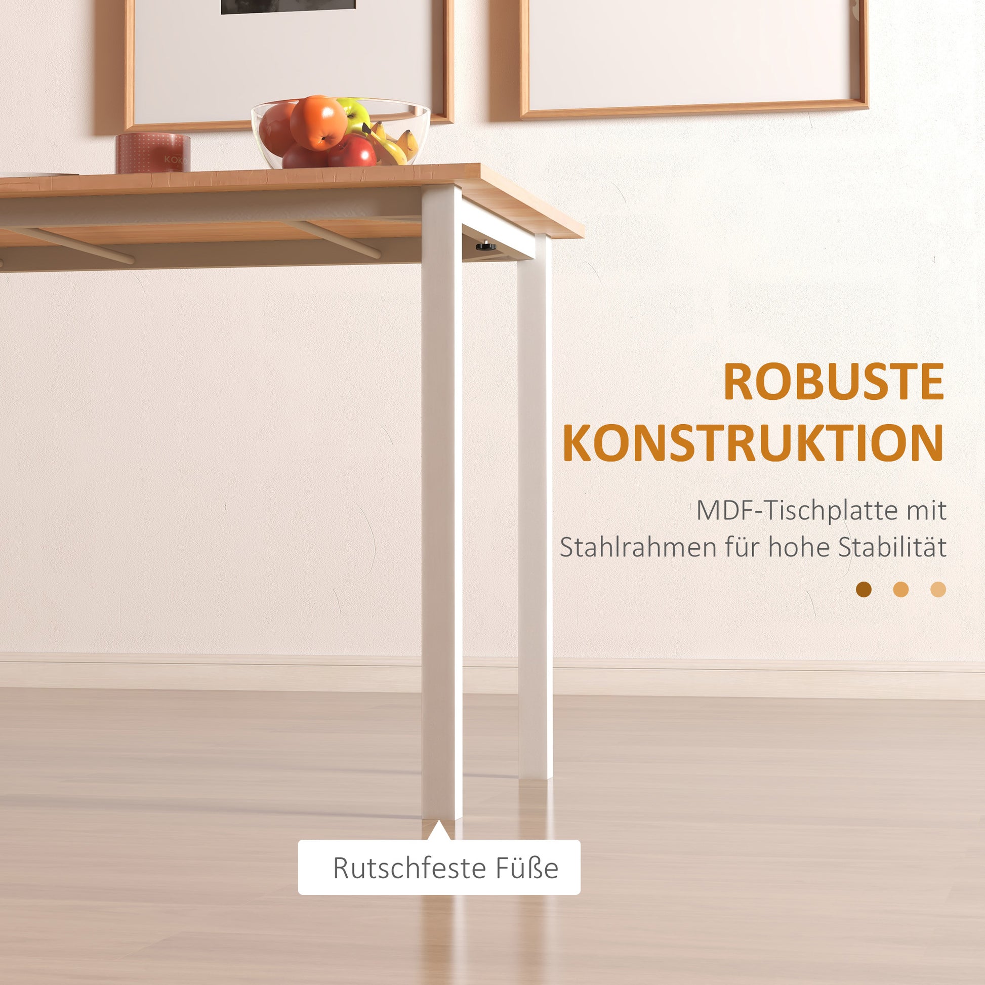 Extendable Dining Table Kitchen Table Dining Table for 6 People, Dining Room Table for Dining Room, Kitchen, Steel, Brown, 110-160 x 70 x 76 cm
