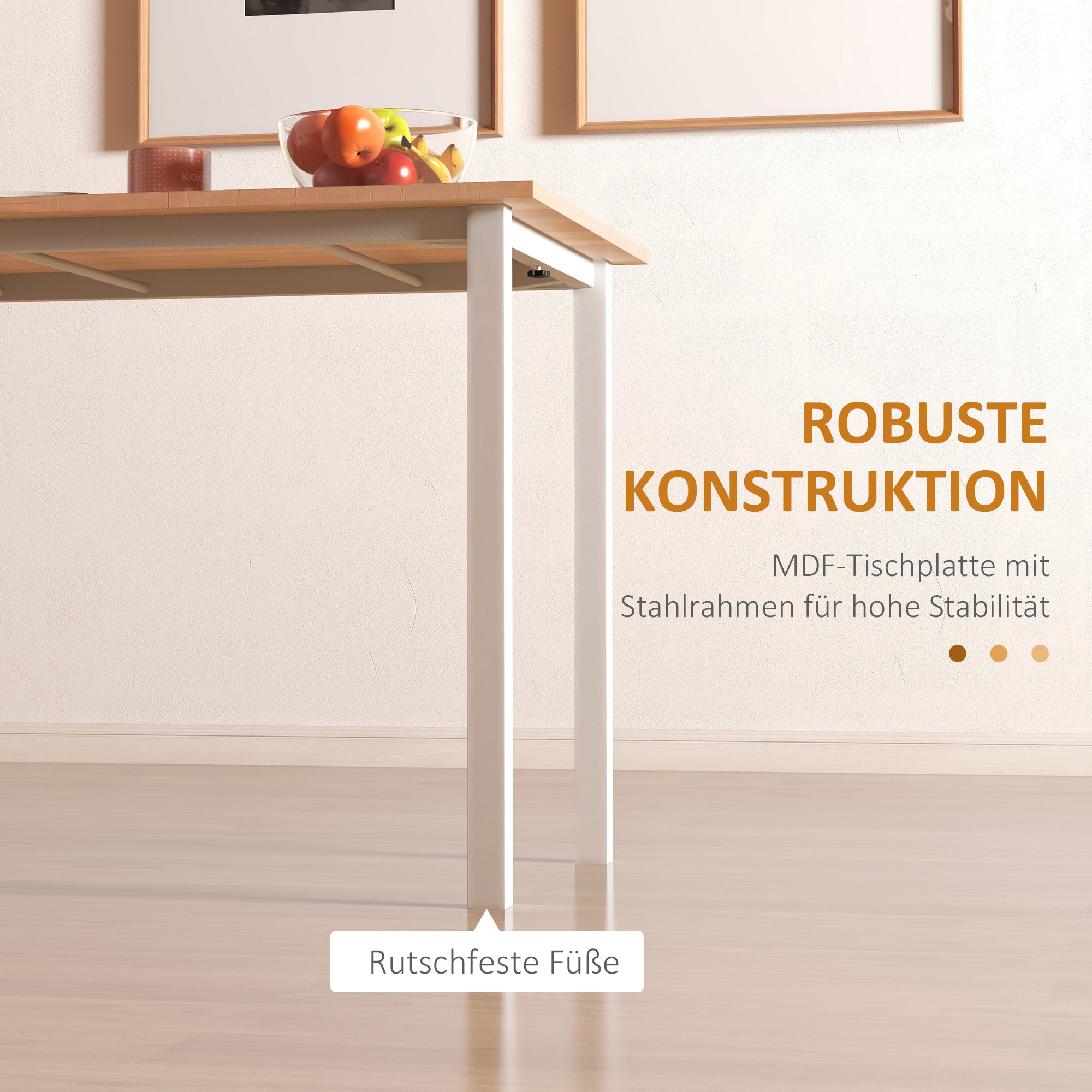 Extendable Dining Table Kitchen Table Dining Table for 6 People, Dining Room Table for Dining Room, Kitchen, Steel, Brown, 110-160 x 70 x 76 cm