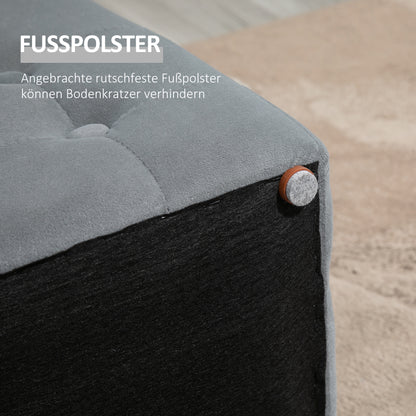 3-Piece Set with Storage, 2 x Ottomans, Upholstered Bench, Footstool, Storage Box, Footrest, Holds up to 130 kg, Microfiber Fabric, Foam, 75 x 40 x 42 cm, Light gray