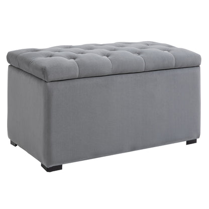 3-Piece Set with Storage, 2 x Ottomans, Upholstered Bench, Footstool, Storage Box, Footrest, Holds up to 130 kg, Microfiber Fabric, Foam, 75 x 40 x 42 cm, Light gray