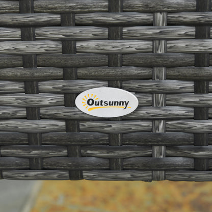 4-Piece Rattan Garden Furniture Set with 2 Double Sofas Central Table Table with Storage Chest Removable Cushions for Outdoor Terrace 132x69x64 cm Gray