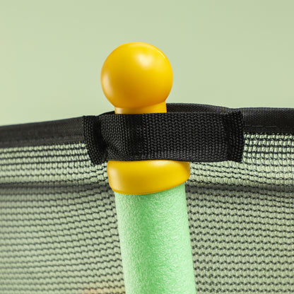 Children's Trampoline Ø163.5 cm, Indoor Trampoline with Safety Net Edge Cover Bungee Cord, Children's Trampoline up to 50 kg, for children 3-10 years old Green