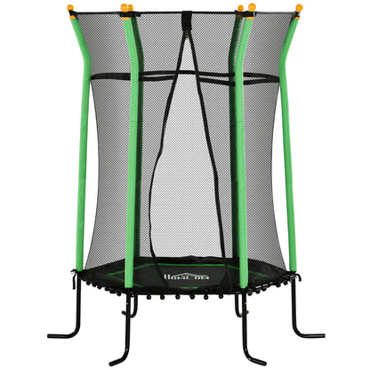 Children's Trampoline Ø163.5 cm, Indoor Trampoline with Safety Net Edge Cover Bungee Cord, Children's Trampoline up to 50 kg, for children 3-10 years old Green