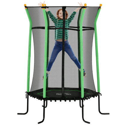 Children's Trampoline Ø163.5 cm, Indoor Trampoline with Safety Net Edge Cover Bungee Cord, Children's Trampoline up to 50 kg, for children 3-10 years old Green