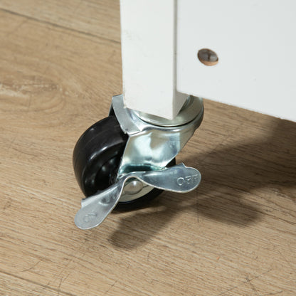 Folding Kitchen Cart Auxiliary Cart with Wheels Vegetable Cart with 2 Shelves for Dining Room Load 40 kg 60x40x84 cm White