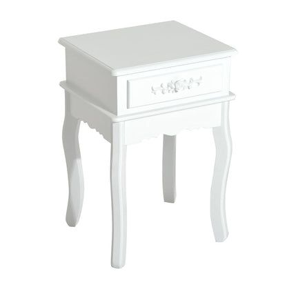 Nightstand with 1 Drawer Wood Side Table for Bedroom Living Room Modern Style 15.75x13.78x23.62 inches White