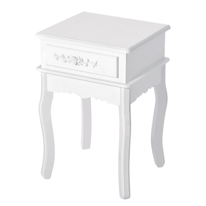 Nightstand with 1 Drawer Wood Side Table for Bedroom Living Room Modern Style 15.75x13.78x23.62 inches White