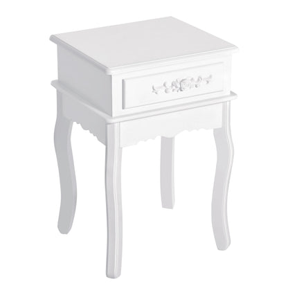Nightstand with 1 Drawer Wood Side Table for Bedroom Living Room Modern Style 15.75x13.78x23.62 inches White