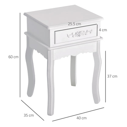 Nightstand with 1 Drawer Wood Side Table for Bedroom Living Room Modern Style 15.75x13.78x23.62 inches White