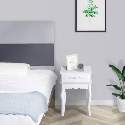 Nightstand with 1 Drawer Wood Side Table for Bedroom Living Room Modern Style 15.75x13.78x23.62 inches White