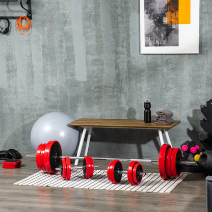 65kg Barbell and Weights Set for Home Workout, Metal, Iron Sand, and Rubber, Red