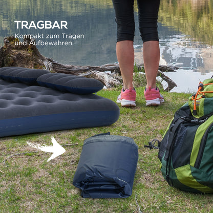 Air Mattress for 2 Persons Self-Inflating Sleeping Pad Air Bed with Hand Pump Pillows Inflatable Mattress Guest Bed Sleeping Mat for Camping Home Use 203 x 152 x 22 cm