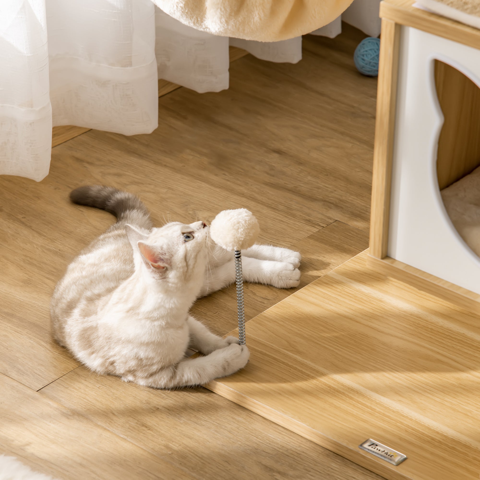 Cat Scratching Tree with Platform Height of 126 cm Climbing Tower for Cats with Hammock, House, Bed, Sisal Posts and Play Balls 48x40x126 cm Beige