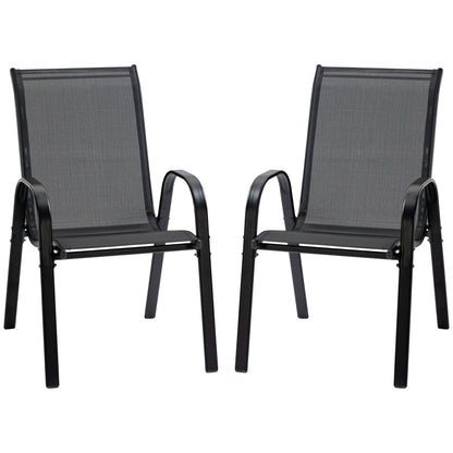 Garden Chair 2-Pack Weatherproof Stackable Garden Chairs with Armrests High Backrest Patio Chair Up to 120 kg Load Capacity Outdoor Furniture for Backyard, Garden, Balcony Black