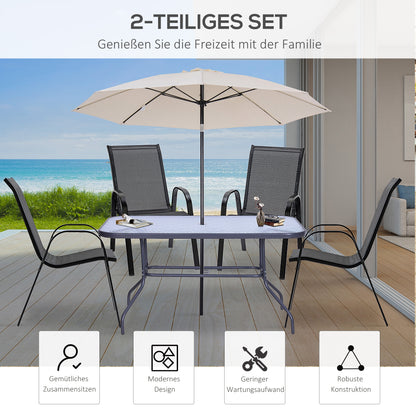 Garden Chair 2-Pack Weatherproof Stackable Garden Chairs with Armrests High Backrest Patio Chair Up to 120 kg Load Capacity Outdoor Furniture for Backyard, Garden, Balcony Black