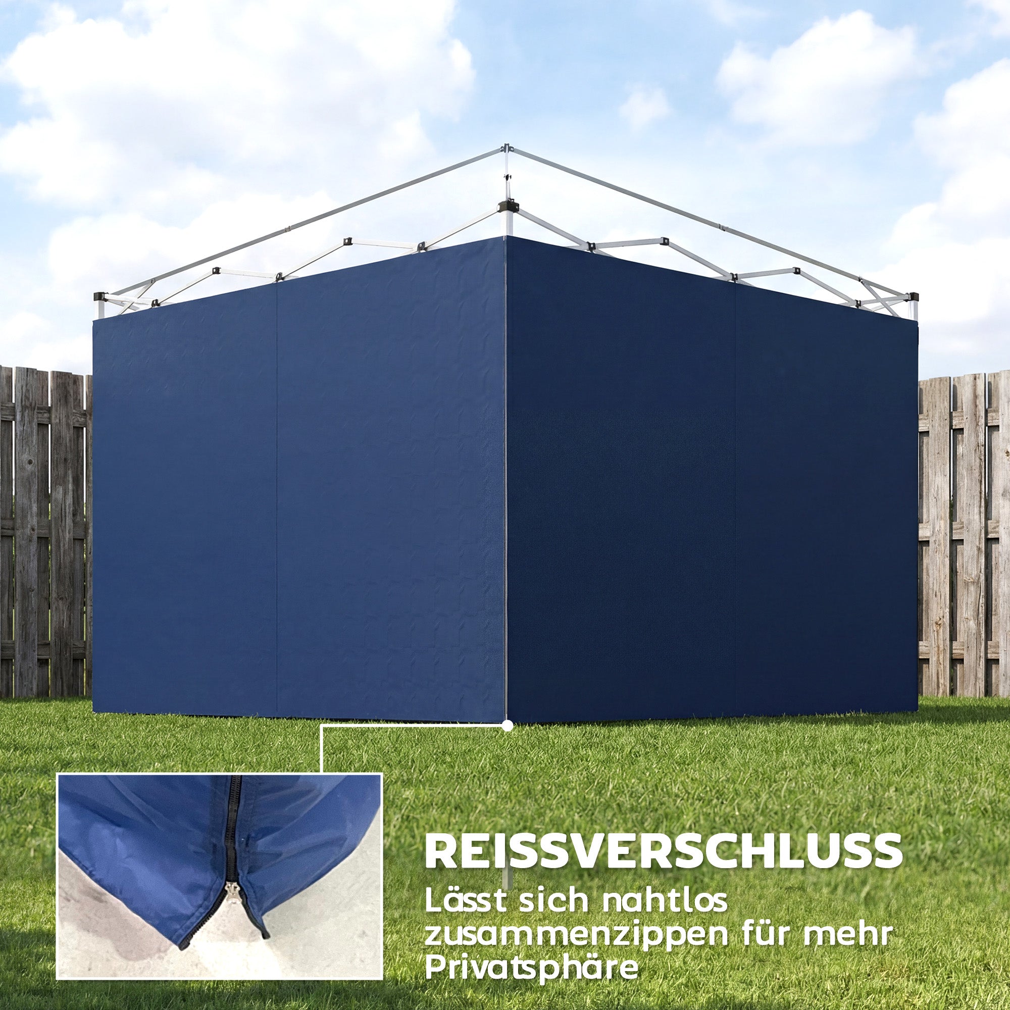 3-Piece Side Panels for 3 x 3 m Gazebo (10 x 10 ft) — Zippered, UPF50+, Water-Resistant Oxford Fabric, Privacy & Wind Panels, Dark Blue