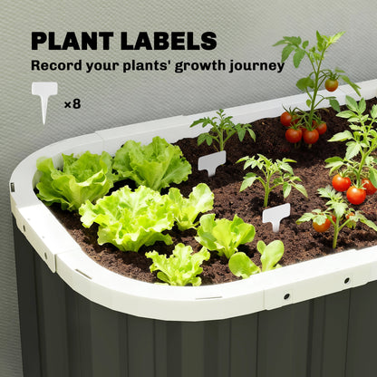 Galvanized Steel Raised Garden Bed, 53.5 x 20.9 x 24 in — Deep Planter with Safety Edges, Plant Labels & Gloves, Open-Bottom Herb & Vegetable Box, Easy Assembly