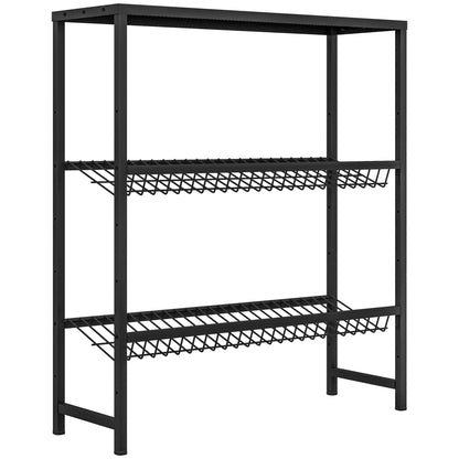 Beverage Crate Shelf for 6 Crates Beverage Crate Holder with 3 Levels Steel Beverage Crate Stand Bottle Crate Shelf for Beer, Fruit, Vegetables, Water, Black