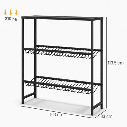 Beverage Crate Shelf for 6 Crates Beverage Crate Holder with 3 Levels Steel Beverage Crate Stand Bottle Crate Shelf for Beer, Fruit, Vegetables, Water, Black