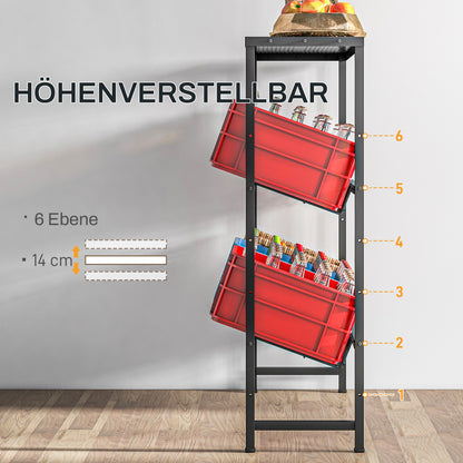Beverage Crate Shelf for 6 Crates Beverage Crate Holder with 3 Levels Steel Beverage Crate Stand Bottle Crate Shelf for Beer, Fruit, Vegetables, Water, Black