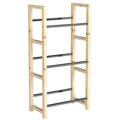 Beverage Crate Rack for 3 Beverage Crates Beverage Rack Wood Crate Rack with 3 Levels freestanding Beverage Crate Holder load capacity 150kg Crate Stand for Beer, Water 56 x 32 x 112 cm Natural Wood