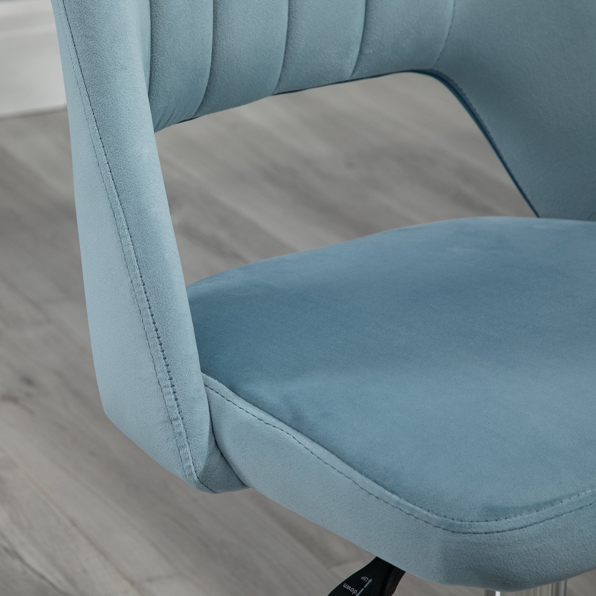Desk Chair, Height Adjustable Home Office Chair without Armrest, Swivel Office Chair with Velvet Look, Ergonomic Makeup Chair for Bedroom, Study Room, Blue