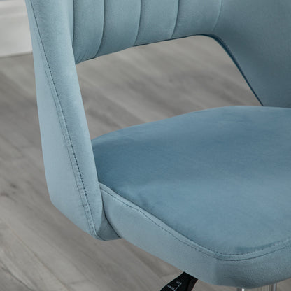 Desk Chair, Height Adjustable Home Office Chair without Armrest, Swivel Office Chair with Velvet Look, Ergonomic Makeup Chair for Bedroom, Study Room, Blue