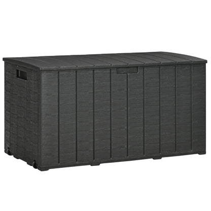 366L Outdoor Storage Chest Garden Plastic Double-Walled Box Waterproof Anti-UV with Wheels and Handles for Patio Deck Load 100 kg 122.4x62x64.5 cm Black