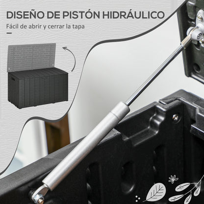 366L Outdoor Storage Chest Garden Plastic Double-Walled Box Waterproof Anti-UV with Wheels and Handles for Patio Deck Load 100 kg 122.4x62x64.5 cm Black