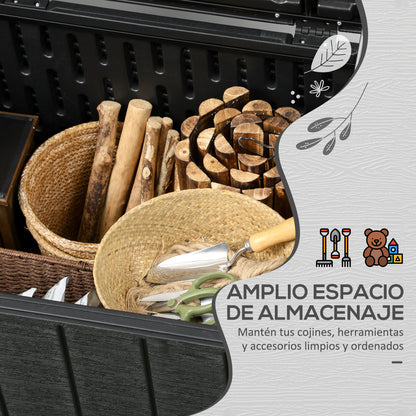 366L Outdoor Storage Chest Garden Plastic Double-Walled Box Waterproof Anti-UV with Wheels and Handles for Patio Deck Load 100 kg 122.4x62x64.5 cm Black