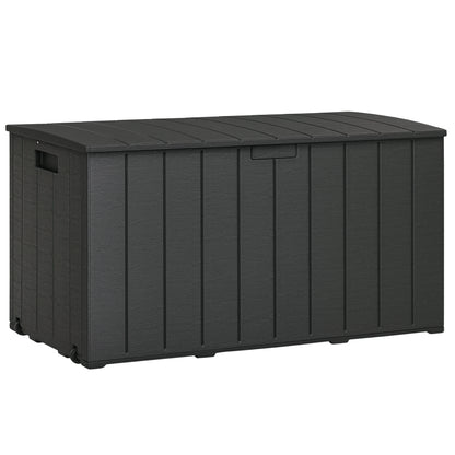 366L Outdoor Storage Chest Garden Plastic Double-Walled Box Waterproof Anti-UV with Wheels and Handles for Patio Deck Load 100 kg 122.4x62x64.5 cm Black