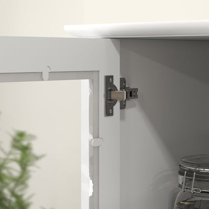 Kitchen Pantry Cabinet Kitchen Cabinet with 2 Tempered Glass Doors Drawer and Adjustable Shelves Sideboard for Dining Room 61x35x168.5 cm White