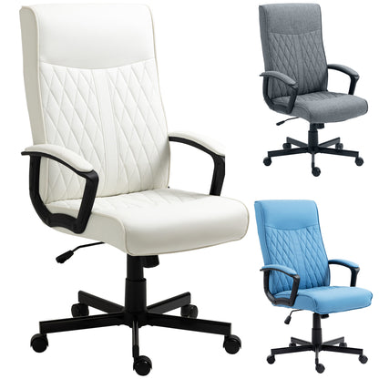 Swivel Office Chair Reclining Desk Chair Upholstered in PU with High Back and Adjustable Height for Living Room Office Load 120 kg 65x72x102-112.5 cm Cream